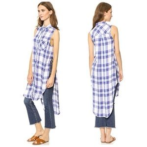 Rails Jordyn Tunic Sleeveless Plaid Tunic Top White Blue Raspberry Size Small